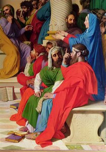 Jesus Among the Doctors, detalj om läkarna och Jungfru Maria, 1862